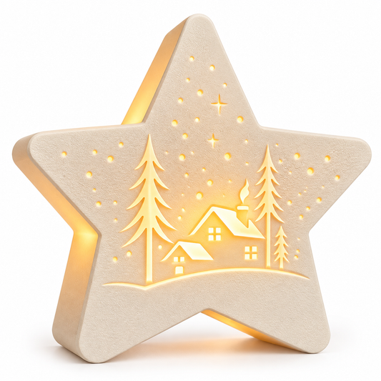 Christmas Star LED Candle Holder | Winter Village Holiday Decor