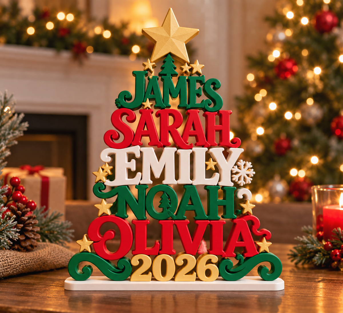 Personalized Christmas Name Tree | Custom Family Holiday Decor