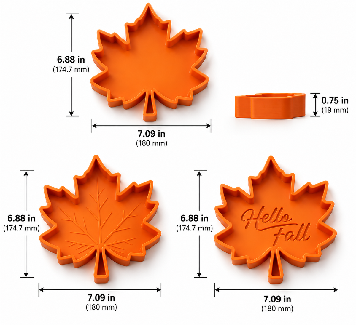 Maple Leaf Decorative Tray Set of 3 | Fall & Thanksgiving Decor