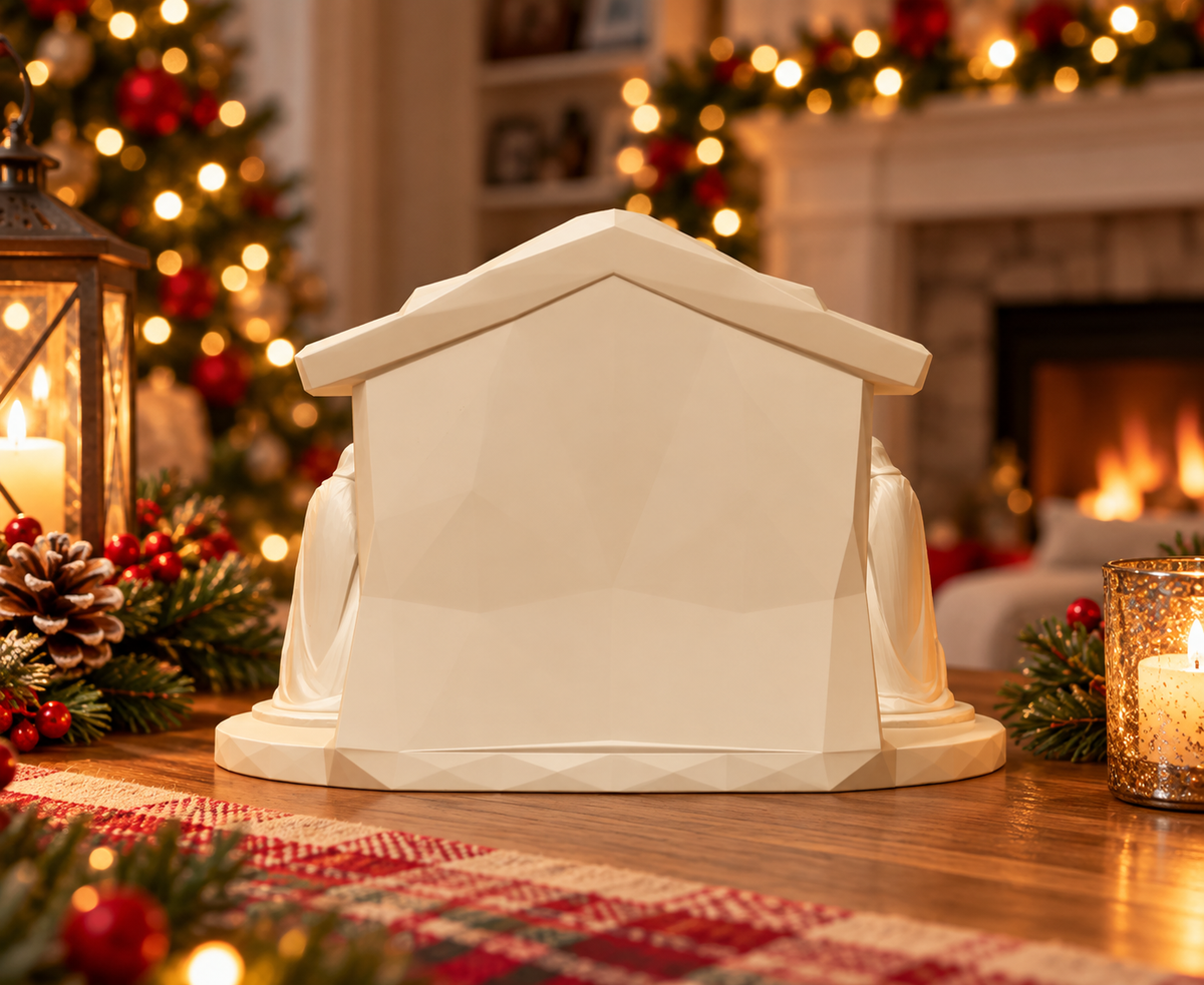 Modern Christmas Nativity Scene | Holy Family Manger Tabletop Decor