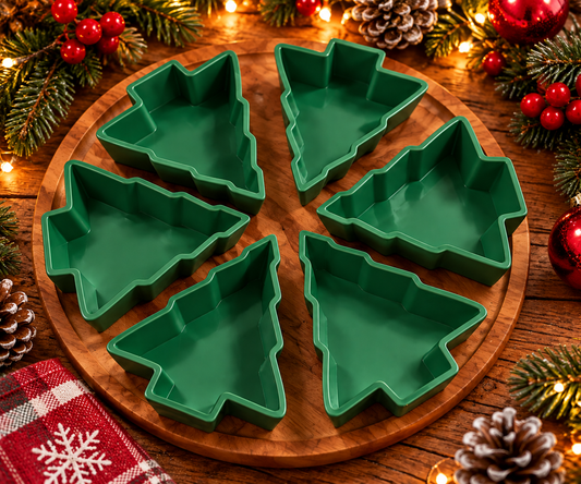 Christmas Tree Snack Tray Set of 6 – Holiday Serving Dishes & Christmas Table Decor