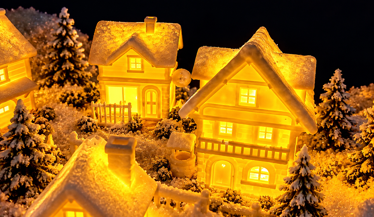 Complete Lighted Christmas Mountain Village Set | Miniature Winter Village Decor