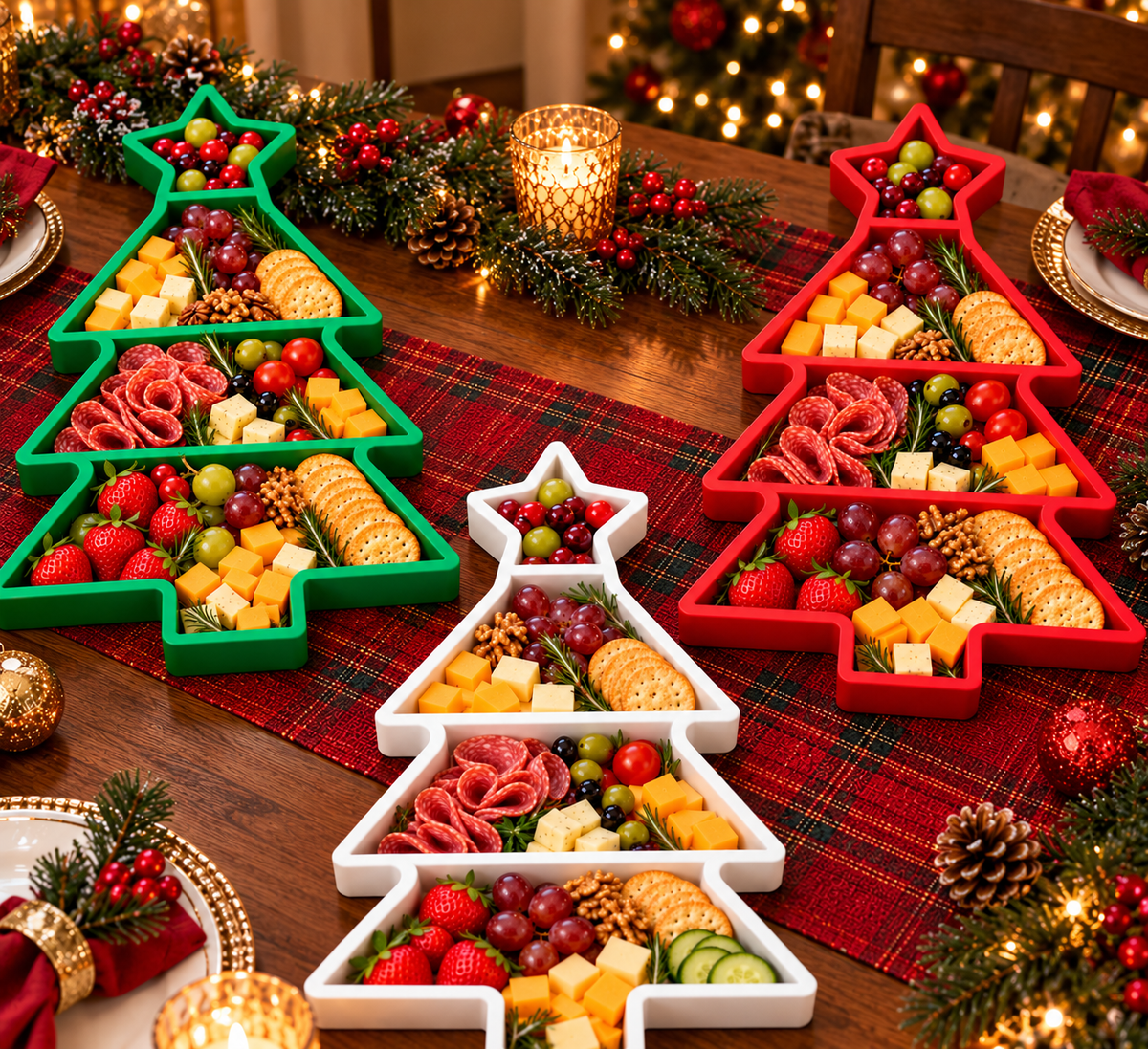 Christmas Tree Snack Tray | Holiday Charcuterie & Serving Platter