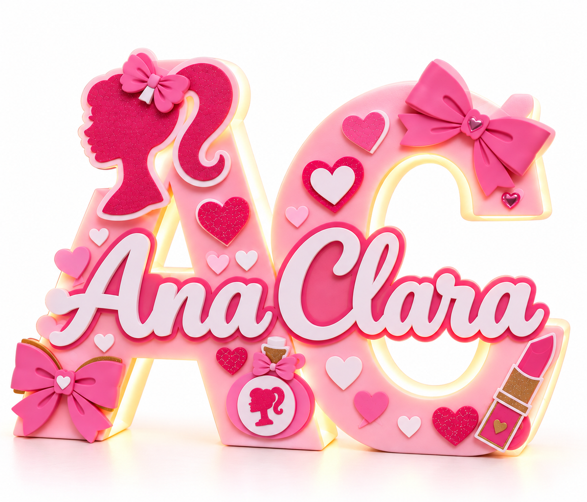 Personalized Pink Initials LED Name Lamp | Custom Girls Bedroom Decor