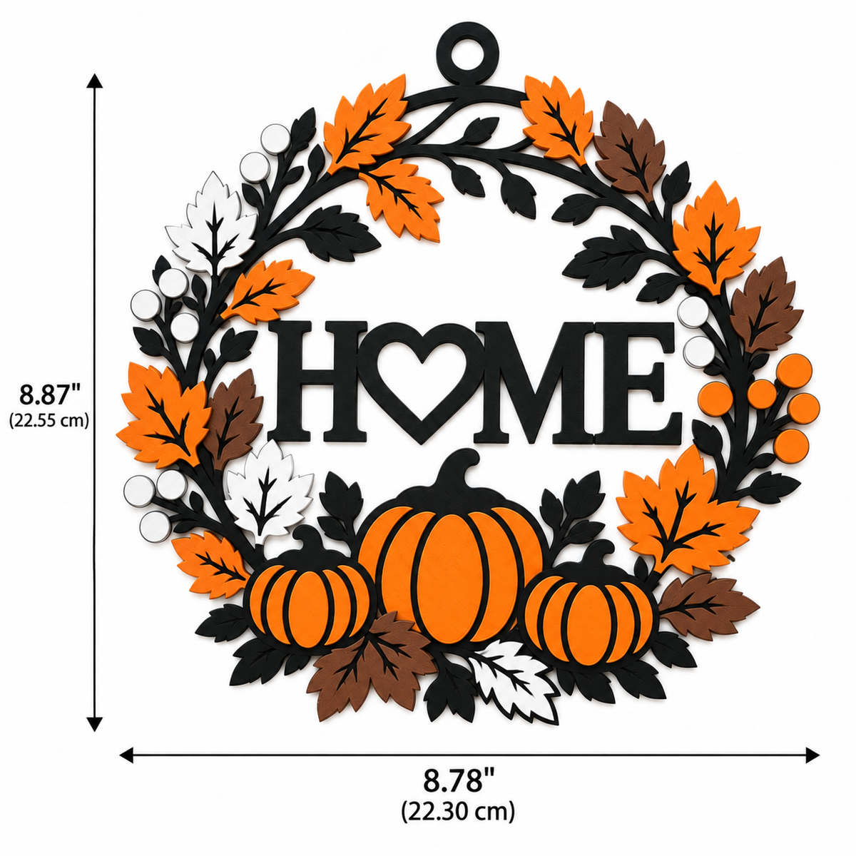Fall Pumpkin Wreath with HOME Sign | 3D Printed Autumn Door Decor