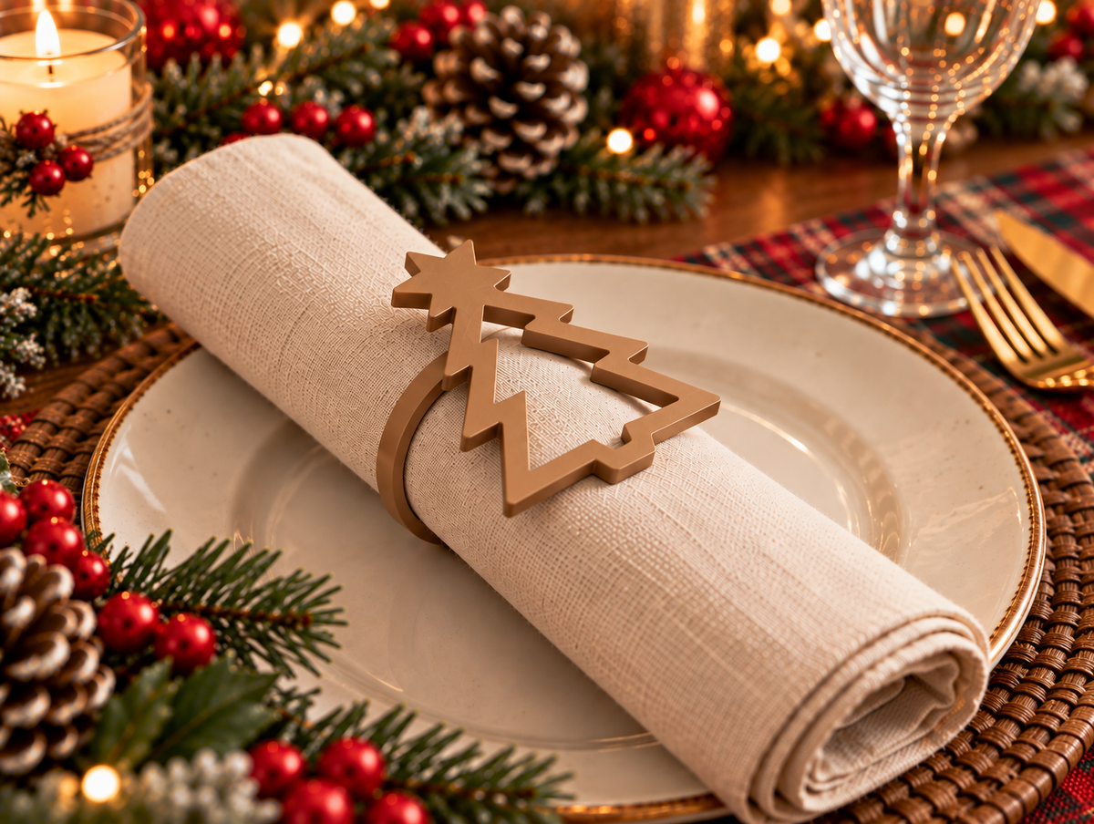 Christmas Tree Napkin Rings – Holiday Table Decor | Set of 4, 6 or 8
