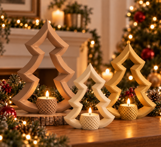Christmas Tree LED Tea Light Holder – Modern Holiday Table Decor