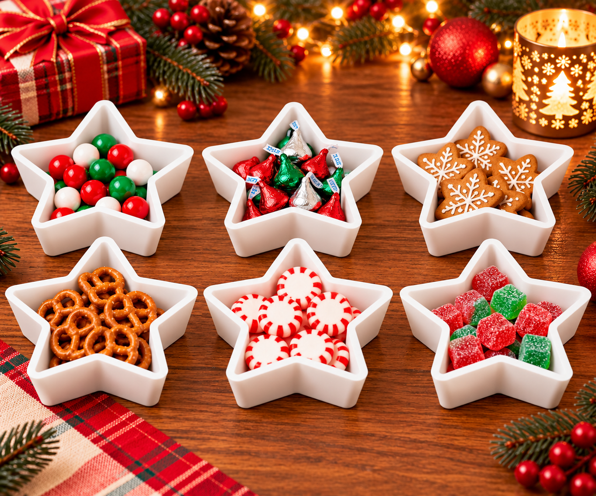 Christmas Snack & Treat Trays Set of 6 | Holiday Party Serving Dishes