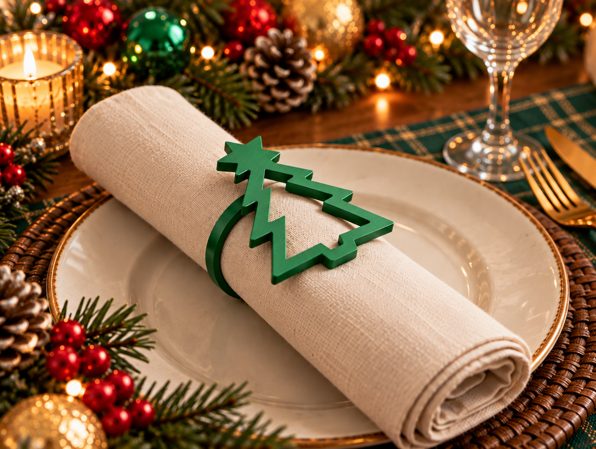 Christmas Tree Napkin Rings – Holiday Table Decor | Set of 4, 6 or 8