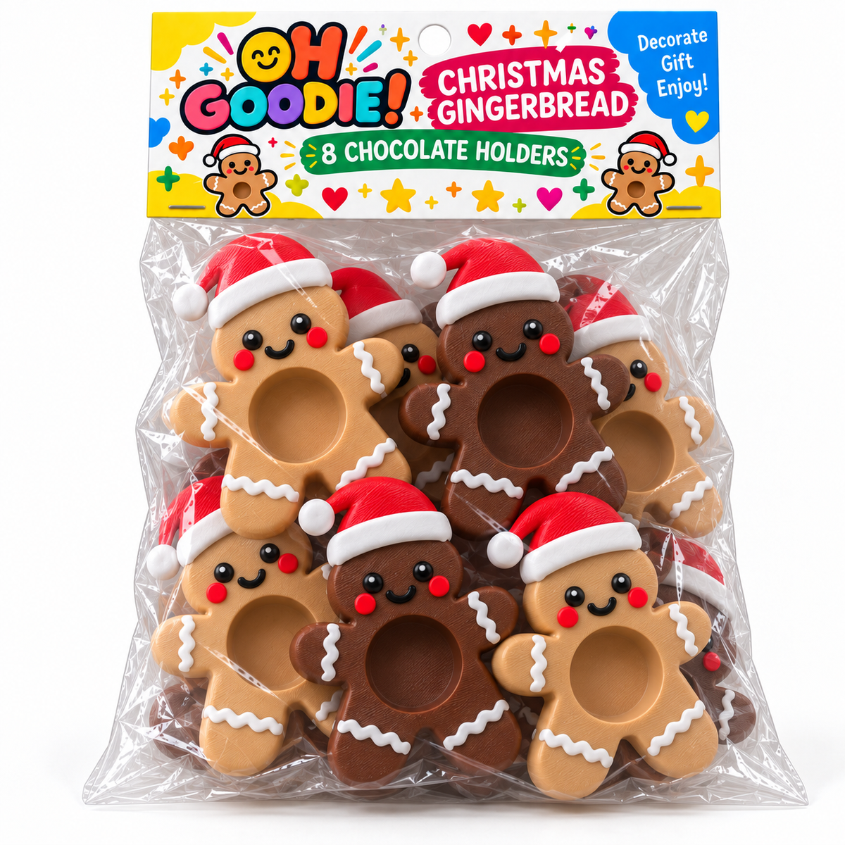 Christmas Gingerbread Chocolate Holders Set of 8 | Holiday Party Favors