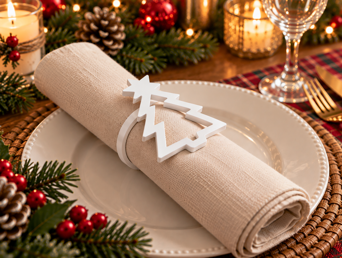 Christmas Tree Napkin Rings – Holiday Table Decor | Set of 4, 6 or 8