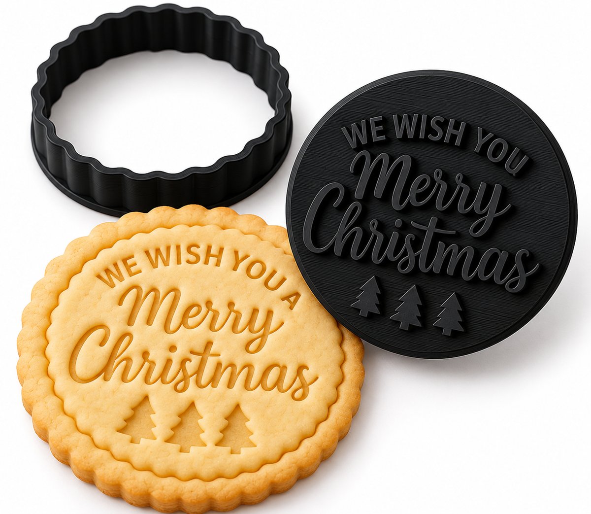 Merry Christmas Cookie Cutter & Embosser Stamp – Christmas Baking Tool