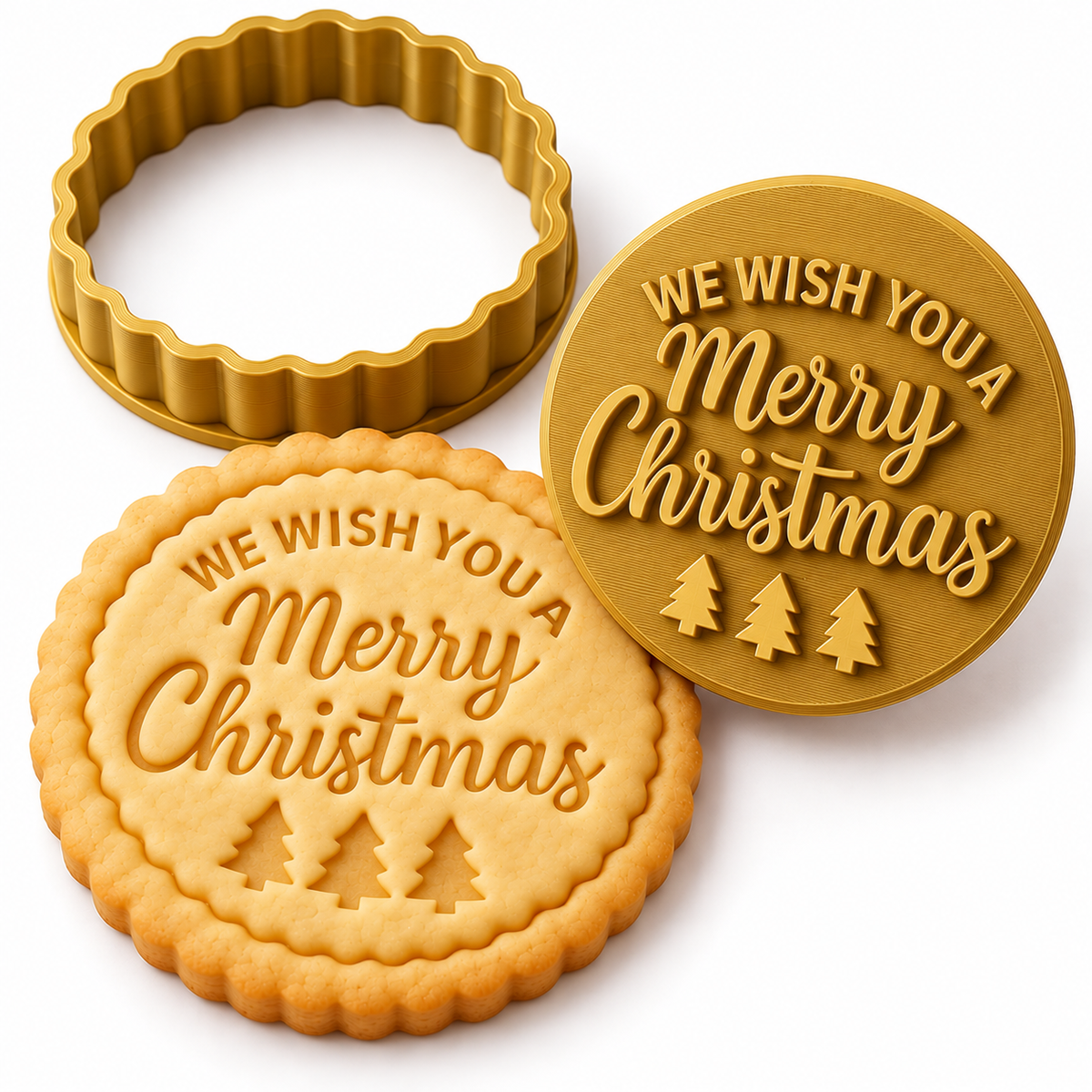 Merry Christmas Cookie Cutter & Embosser Stamp – Christmas Baking Tool