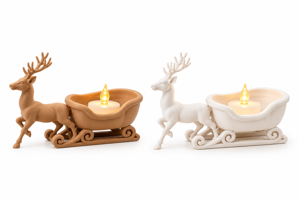 Christmas Reindeer Sleigh LED Tea Light Holder – Holiday Table Decor