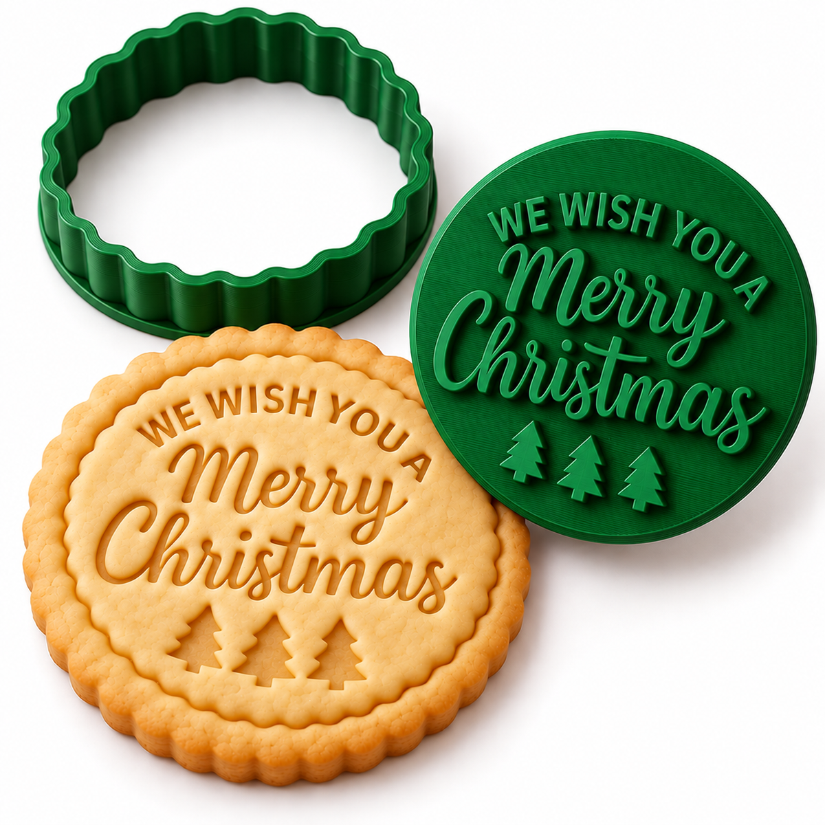 Merry Christmas Cookie Cutter & Embosser Stamp – Christmas Baking Tool