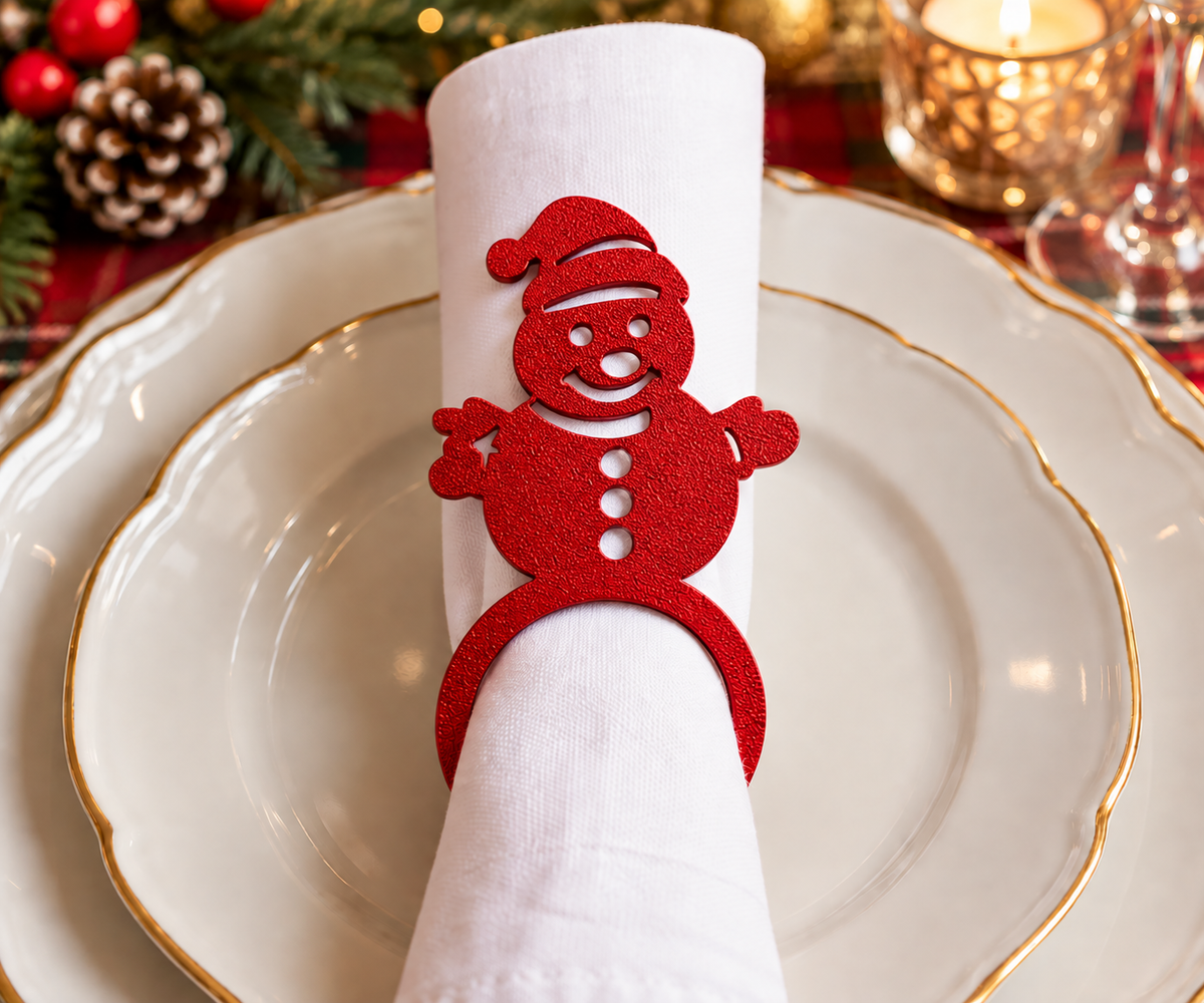 Christmas Napkin Rings Set of 6 | Holiday Napkin Holders & Table Decor