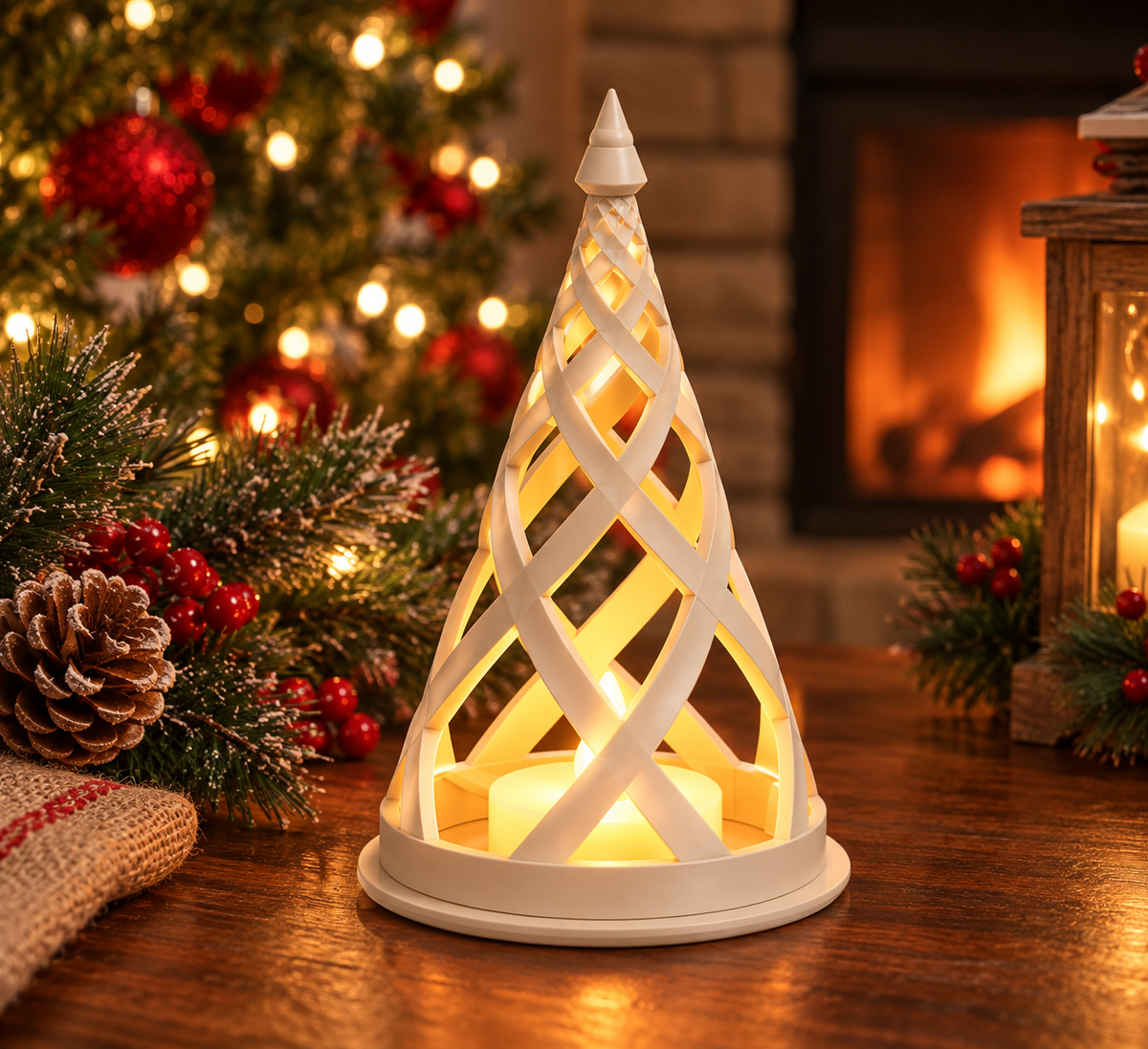 Christmas Spiral Tree LED Candle Holder | Light Included