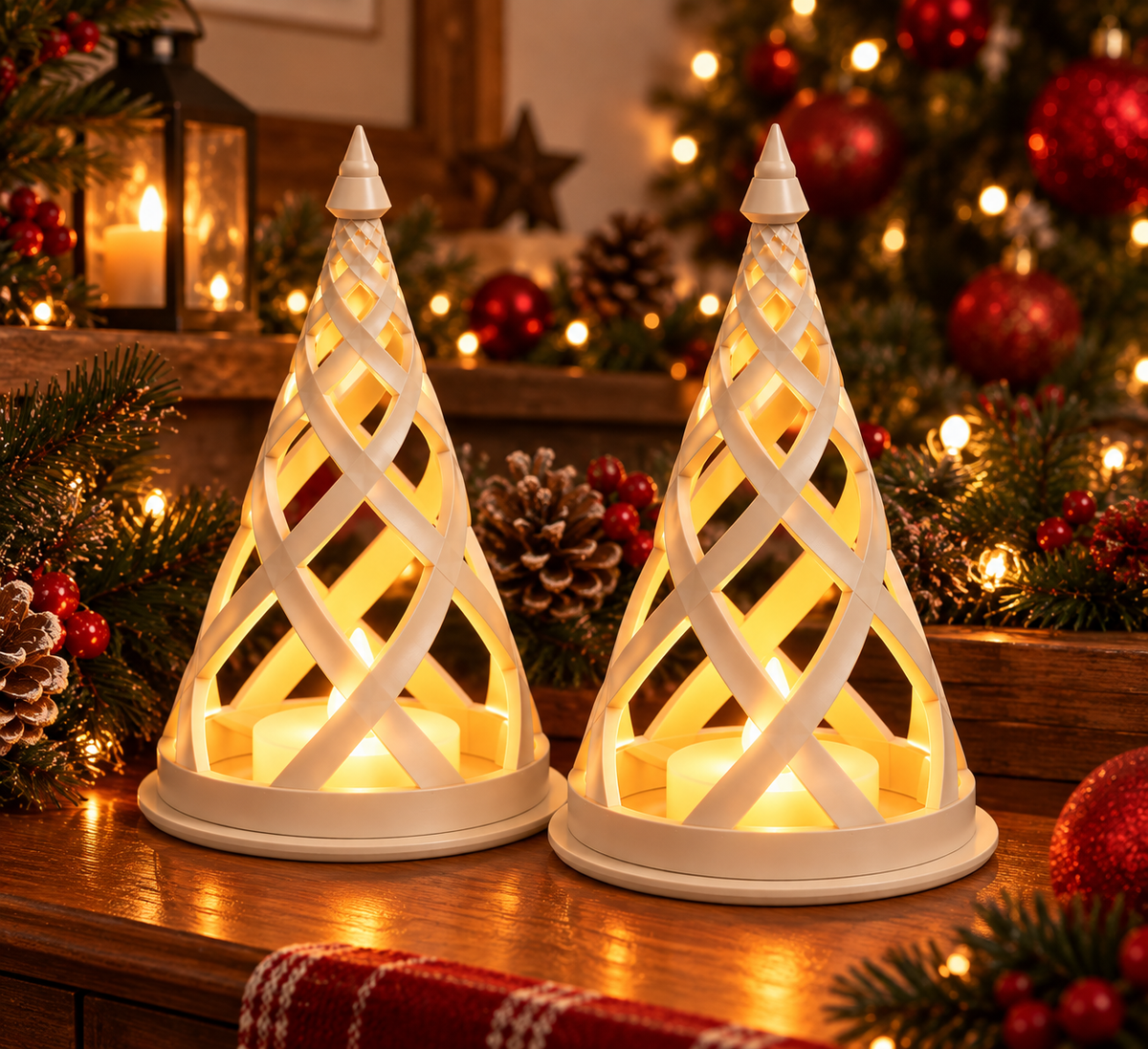 Christmas Spiral Tree LED Candle Holder | Light Included