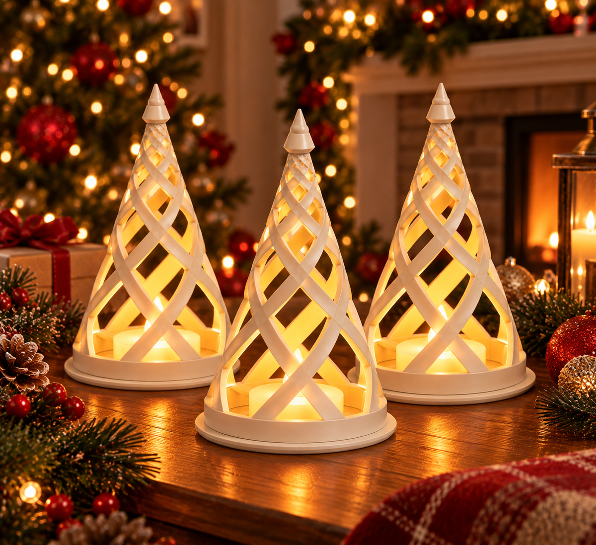 Christmas Spiral Tree LED Candle Holder | Light Included