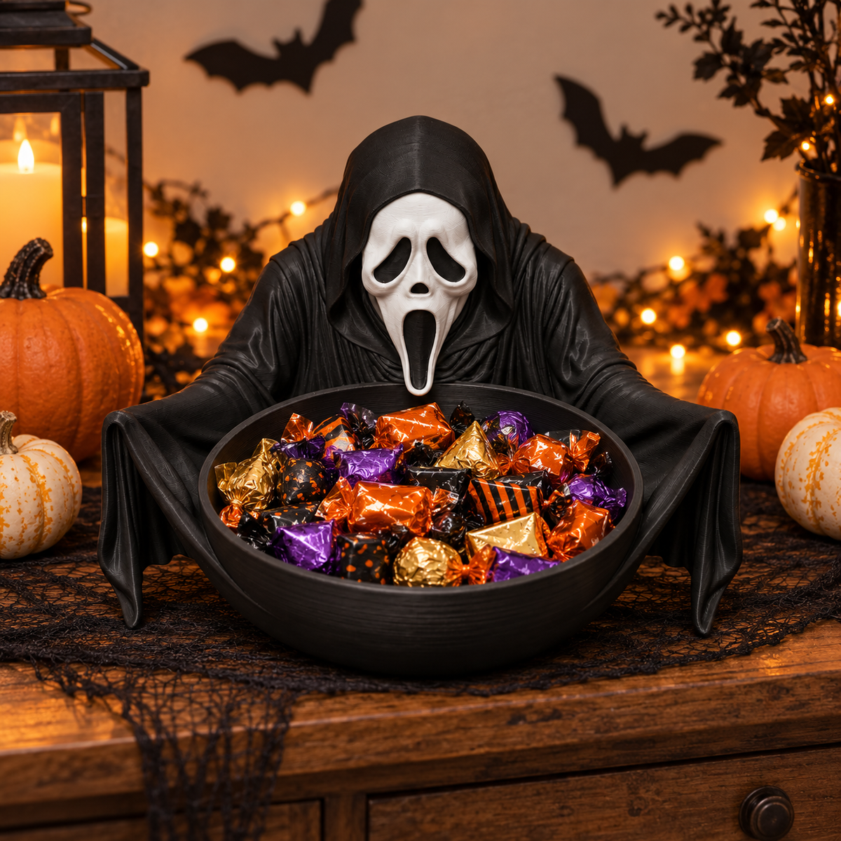 Scary Ghostface Candy Bowl | Halloween Candy Holder & Spooky Decor