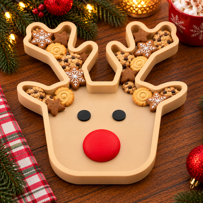 Rudolph Reindeer Christmas Cookie Tray | Holiday Snack & Treat Holder