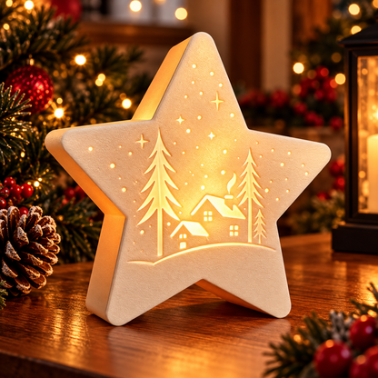 Christmas Star LED Candle Holder | Winter Village Holiday Decor