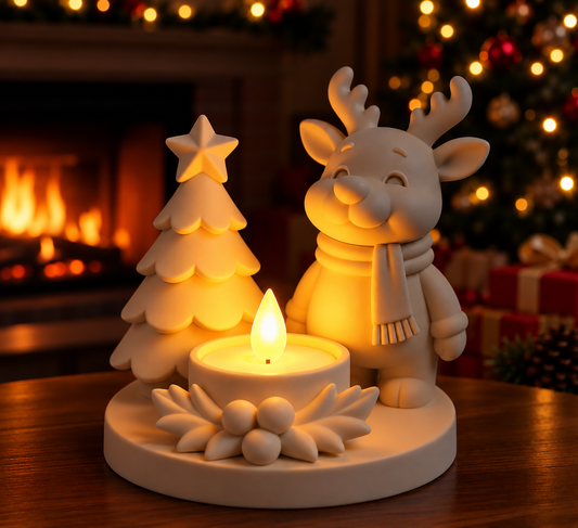 Christmas Reindeer & Tree LED Tea Light Holder