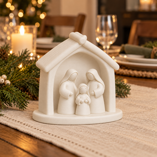 White Holy Family Nativity Scene | Minimalist Christmas Decor