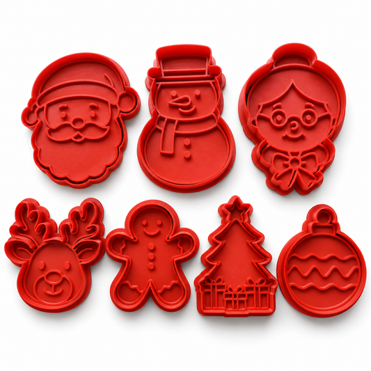 7-Piece Christmas Cookie Cutter Set – Holiday Baking & Embossing Stamps