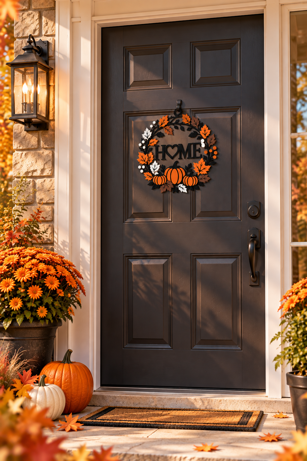Fall Pumpkin Wreath with HOME Sign | 3D Printed Autumn Door Decor