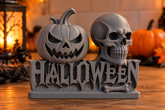 Halloween Skull & Pumpkin Table Decoration