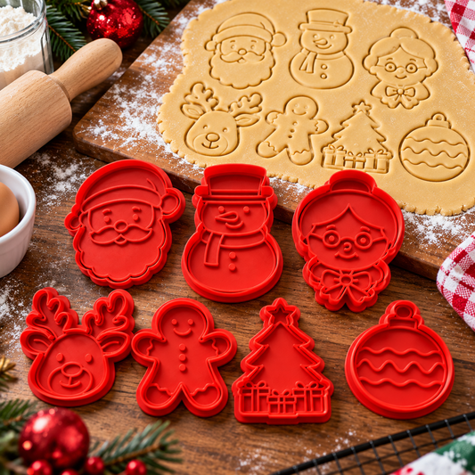 7-Piece Christmas Cookie Cutter Set – Holiday Baking & Embossing Stamps