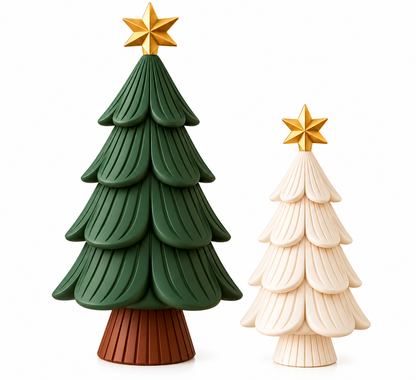 Set of 2 Modern Christmas Trees with Gold Stars