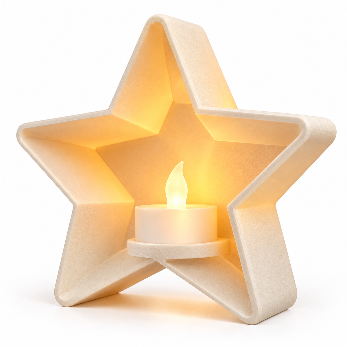 Christmas Star LED Candle Holder | Winter Village Holiday Decor
