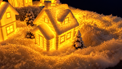 Complete Lighted Christmas Mountain Village Set | Miniature Winter Village Decor