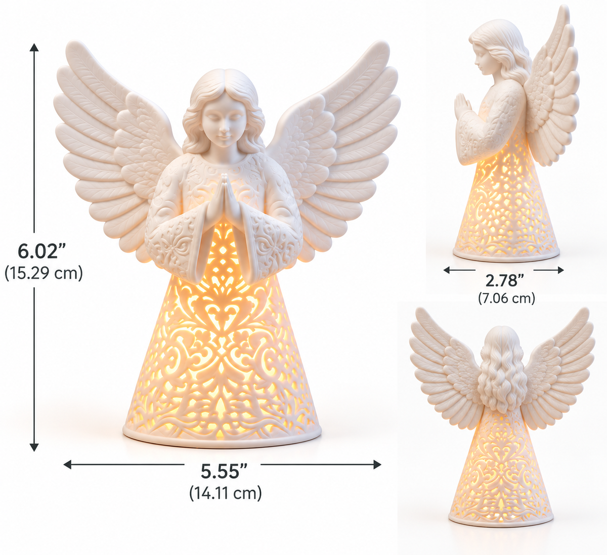 Christmas Praying Angel LED Light | Light Up Christmas Angel Decoration