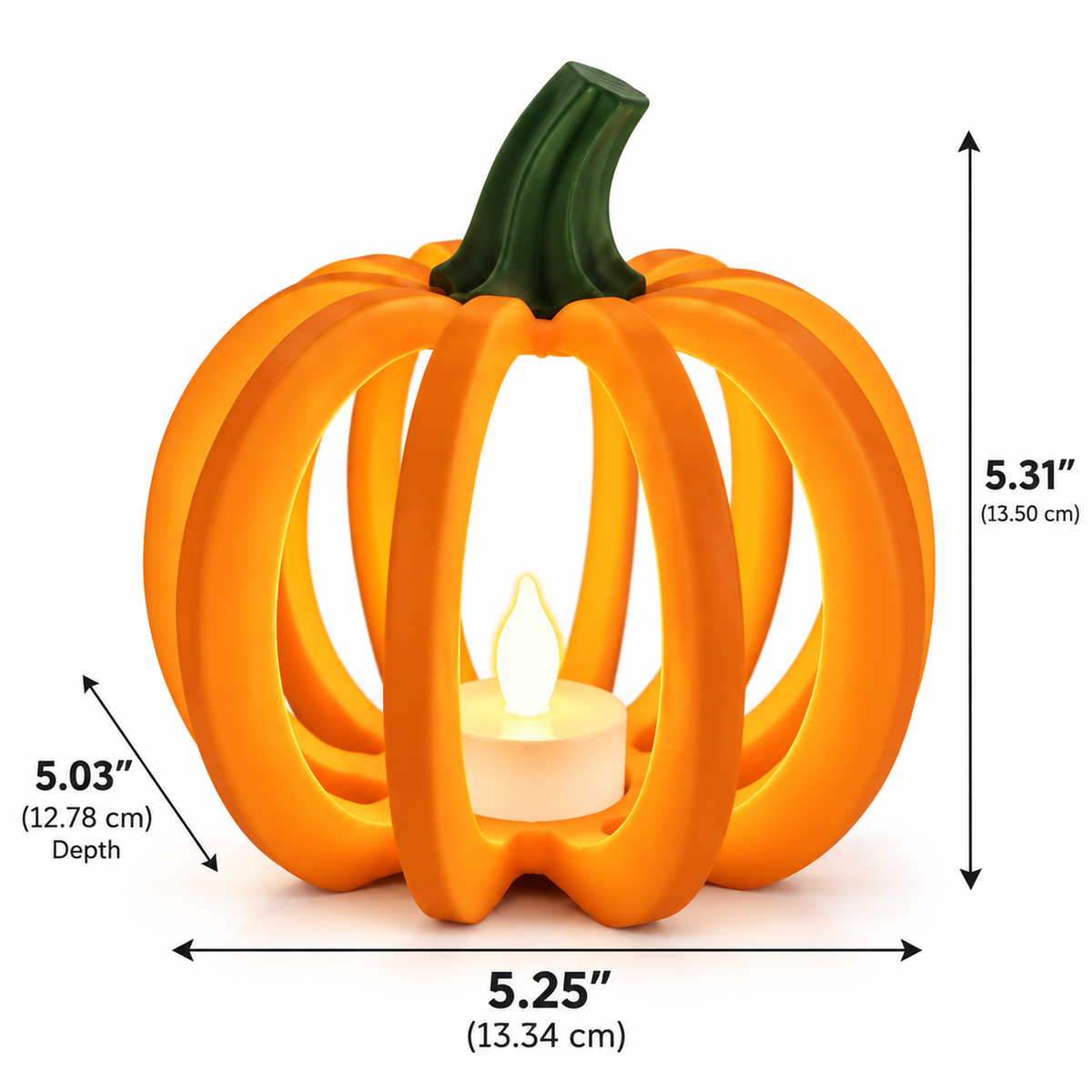 Pumpkin LED Tea Light Holder – Fall & Halloween Decor | Single or Set of 2