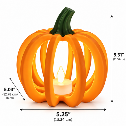 Pumpkin LED Tea Light Holder – Fall & Halloween Decor | Single or Set of 2