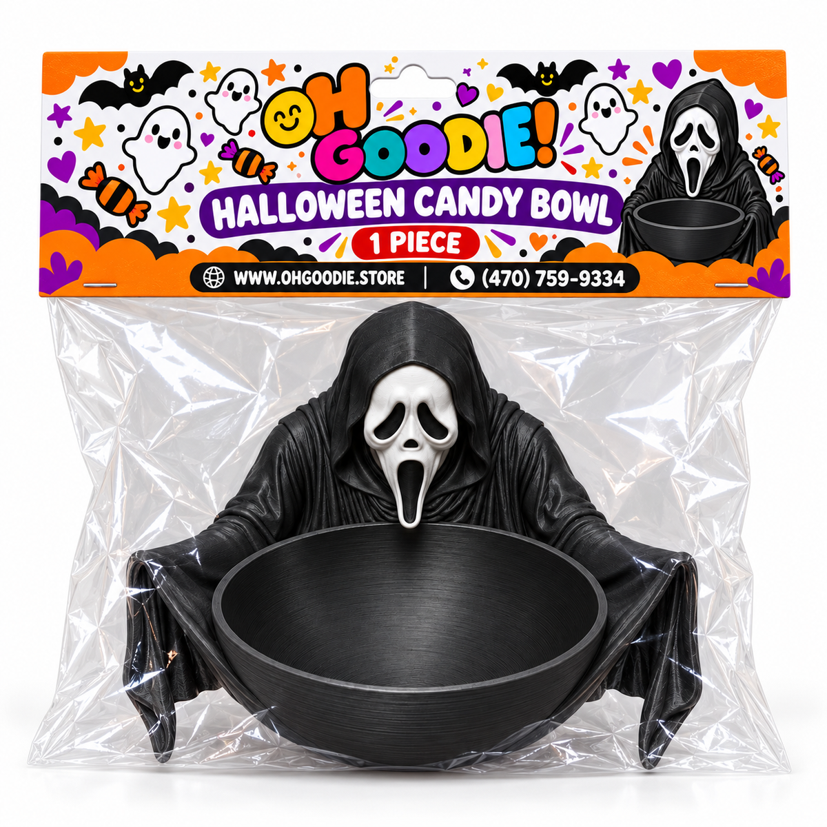 Scary Ghostface Candy Bowl | Halloween Candy Holder & Spooky Decor