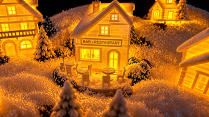 Complete Lighted Christmas Mountain Village Set | Miniature Winter Village Decor