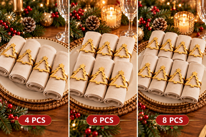 Christmas Tree Napkin Rings – Holiday Table Decor | Set of 4, 6 or 8