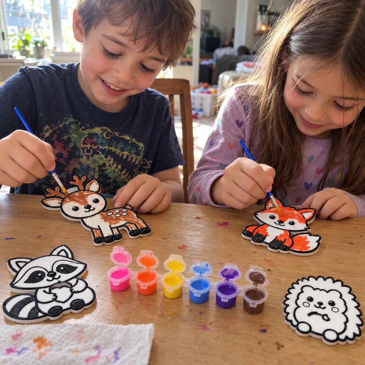 Paint Your Own Animals Kit for Kids | 4 Animal Figures + Paints & Brushes