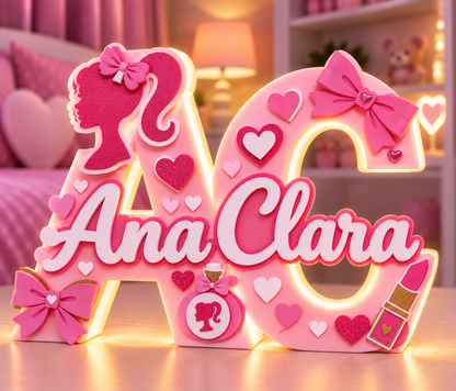 Personalized Pink Initials LED Name Lamp | Custom Girls Bedroom Decor