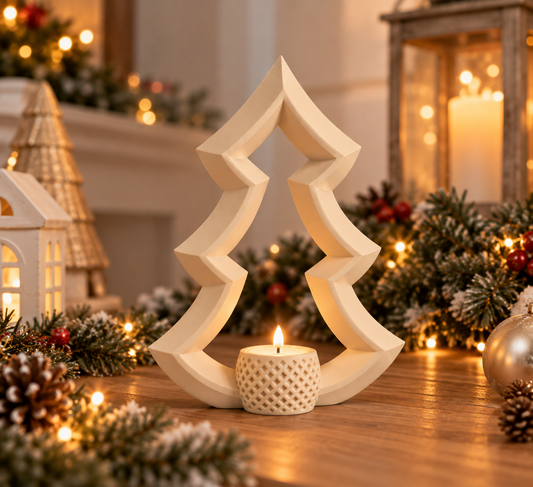 Christmas Tree LED Tea Light Holder – Modern Holiday Table Decor