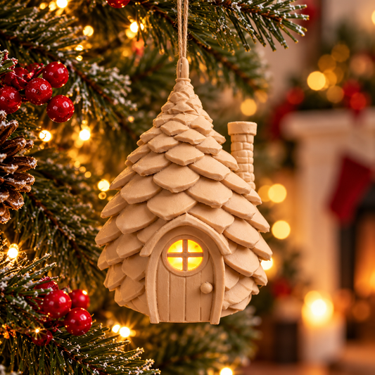 Enchanted Christmas Fairy Cottage Ornaments | Light-Up Hanging Houses | Single or Set of 2