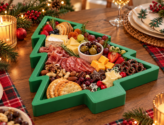 Christmas Tree Charcuterie Snack Tray – 3-Section Holiday Serving Platter
