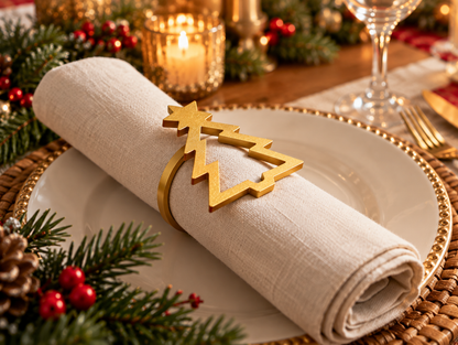 Christmas Tree Napkin Rings – Holiday Table Decor | Set of 4, 6 or 8
