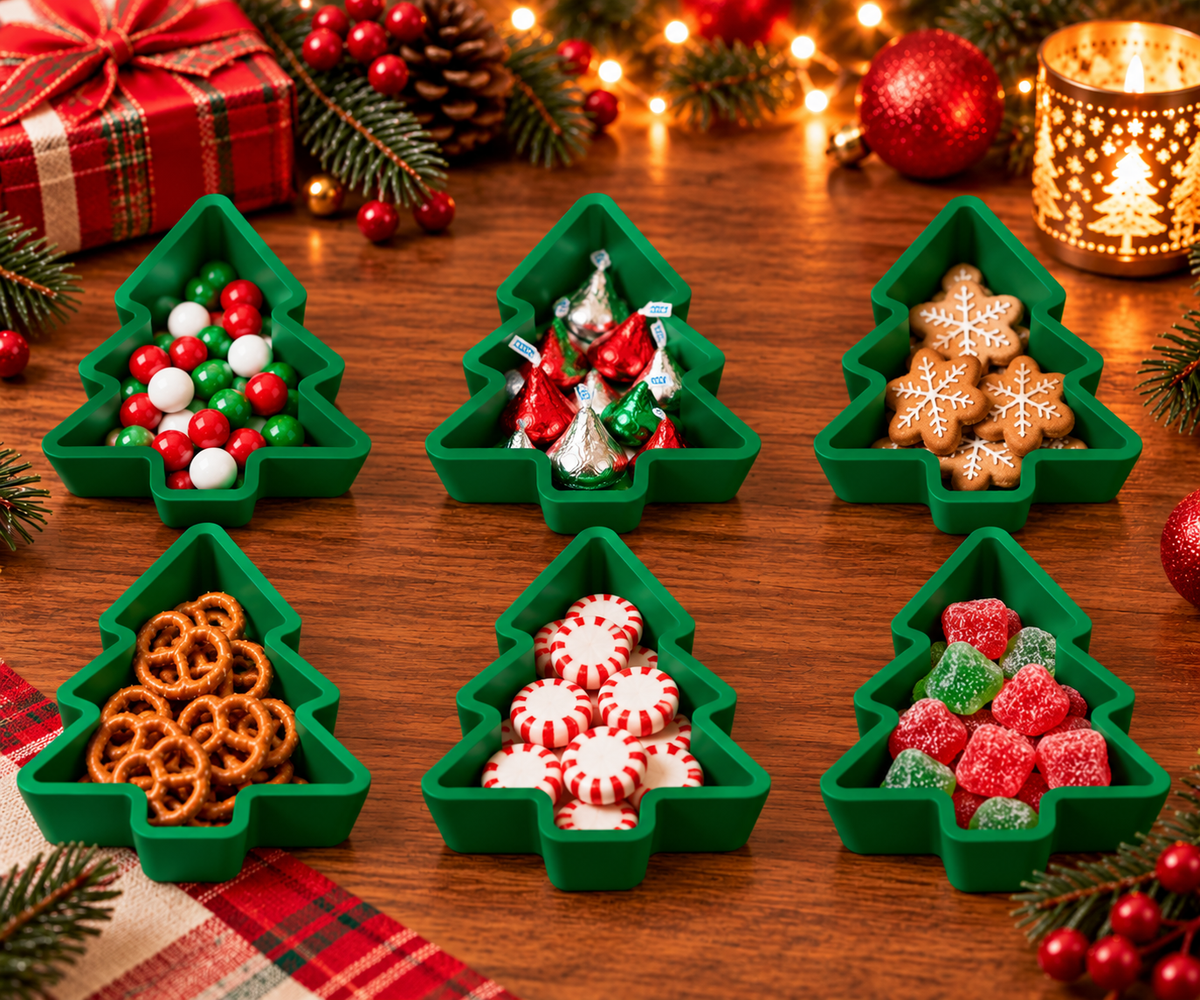Christmas Snack & Treat Trays Set of 6 | Holiday Party Serving Dishes