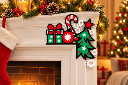 Christmas Fireplace & Door Corner Decoration | Festive Holiday Mantel Decor