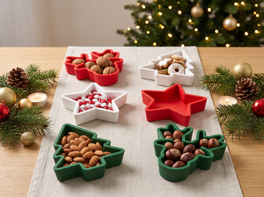 Christmas Snack & Treat Trays Set of 6 | Holiday Party Serving Dishes